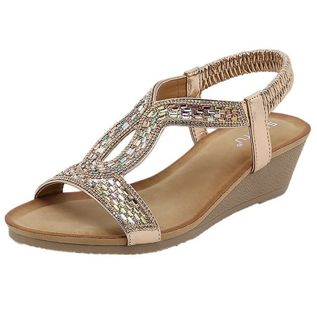 Fsqjgq Rose Sandals for Women Wedding Women Summer Elastic Band Rhinestones Casual Open Toe Wedges Soft Bottom Breathable Shoes Sandals Heels for Women Nine A 38
Fsqjgq Rose Sandals for Women Wedding Women Summer Elastic Band Rhinestones Casual Open Toe Wedges Soft Bottom Breathable Shoes Sandals Heels for Women Nine A 38