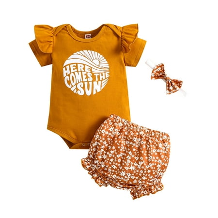 Calsunbaby Newborn Baby Girls Casual Romper Short Sleeve Sunrise Printed Romper Tops Floral Shorts Headband Yellow 0-6 Months
Calsunbaby Newborn Baby Girls Casual Romper Short Sleeve Sunrise Printed Romper Tops Floral Shorts Headband Yellow 0-6 Months