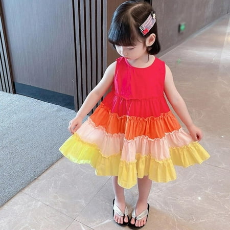 Malisata Girls Cute Dress Baby Girl O-neck Rainbow Gradually Dresses 3-8Y Kids Sleeveless Ruffled Princess Dress Children Clothing
Malisata Girls Cute Dress Baby Girl O-neck Rainbow Gradually Dresses 3-8Y Kids Sleeveless Ruffled Princess Dress Children Clothing