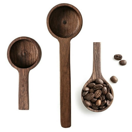 

Pengpengfang Walnut Wooden Measuring Spoon Scoop Coffee Beans Bar Kitchen Home Baking Tool