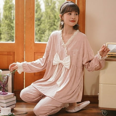 CoCopeaunt Korean version of spring and autumn pajamas female autumn cotton long-sleeved pants set cartoon cute wind home furnishing casual
CoCopeaunt Korean version of spring and autumn pajamas female autumn cotton long-sleeved pants set cartoon cute wind home furnishing casual