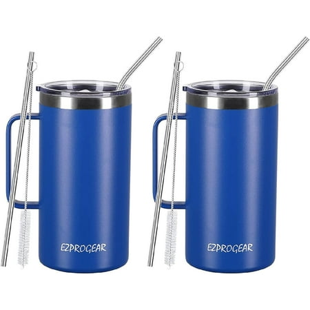 40 oz 2 Pack Coffee Mug Stainless Steel Double Wall Ice Cup Vacuum Insulated Tumbler with Handle and Lid (Sapphire)
40 oz 2 Pack Coffee Mug Stainless Steel Double Wall Ice Cup Vacuum Insulated Tumbler with Handle and Lid (Sapphire)