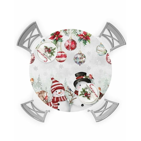 Round Tablecloth with Elastic Christmas Xmas Elk Ball Snowman Red Berry Poinsettia Waterproof Table Cover Wipeable Fitted Table Cloths for 55 -60 Round Tables Dining Kitchen Indoor Outdoor Use
Round Tablecloth with Elastic Christmas Xmas Elk Ball Snowman Red Berry Poinsettia Waterproof Table Cover Wipeable Fitted Table Cloths for 55 -60 Round Tables Dining Kitchen Indoor Outdoor Use