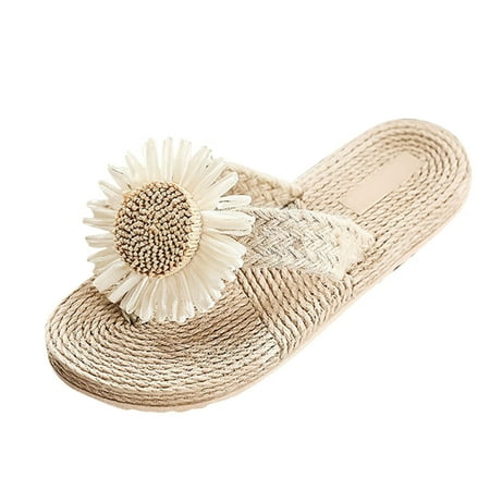 Flip Flops for Women Fashion Spring And Summer Women Slippers Cotton Linen Flip Flops Chrysanthemum Woven Beach Flat Bottom Flip Flops Linen Beige 37
Flip Flops for Women Fashion Spring And Summer Women Slippers Cotton Linen Flip Flops Chrysanthemum Woven Beach Flat Bottom Flip Flops Linen Beige 37