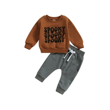 IZhansean Toddler Baby Boy Halloween Outfits Letter Print Long Sleeve Sweatshirt Tops and Elastic Pants 2Pcs Clothes Brown Gray 12-18 Months
IZhansean Toddler Baby Boy Halloween Outfits Letter Print Long Sleeve Sweatshirt Tops and Elastic Pants 2Pcs Clothes Brown Gray 12-18 Months