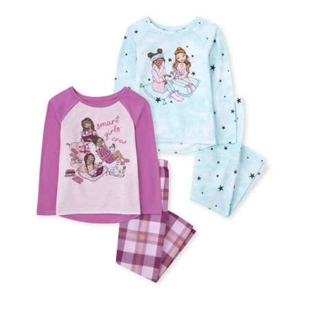 

The Children s Place Long Sleeve Top and Pants Pajama Set 2-Pack Smart Girl Crew/Sleepover 2 Pack Large (10/12)