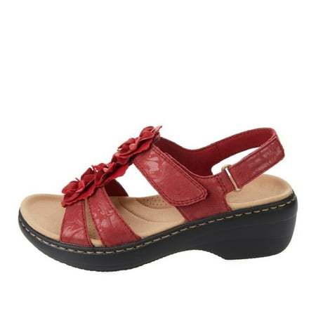 Egmy Women Sandals Women S Summer Solid Color Hollow Out Wedge Fish Mouth Flowers Women S Sandals