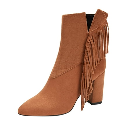 KmaiSchai Womens Boots Winter Ladies Fashion Solid Suede Fringe Boots Side Zipper Pointed High Heel Short Boots Flat Boot For Women Black Boots Women Heel
KmaiSchai Womens Boots Winter Ladies Fashion Solid Suede Fringe Boots Side Zipper Pointed High Heel Short Boots Flat Boot For Women Black Boots Women Heel