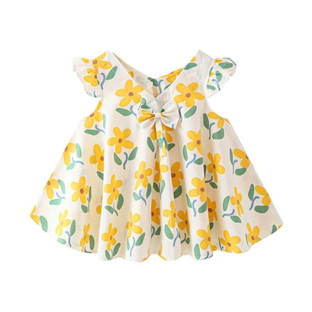BSDHBS Girl Dress Toddler Short Sleeve V-Neck Cartoon Floral Printed Collar with a Bow Skirt Gold Size 90
BSDHBS Girl Dress Toddler Short Sleeve V-Neck Cartoon Floral Printed Collar with a Bow Skirt Gold Size 90