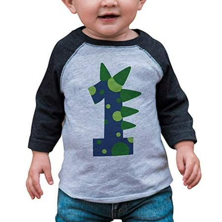 7 ate 9 Apparel Boy s One 1st 1 First Birthday Dinosaur Spike Dino Grey Raglan Tee
7 ate 9 Apparel Boy s One 1st 1 First Birthday Dinosaur Spike Dino Grey Raglan Tee