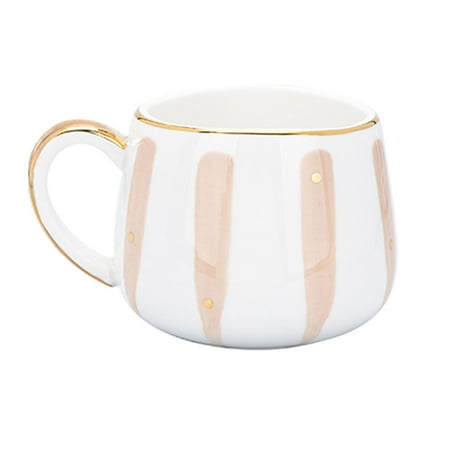 Haifle Small Ceramic Cup With Handle Porcelain Mug Ceramic Mug Oz Microwave Safe For Office Kitchen-Pink Stripe-380ml 1