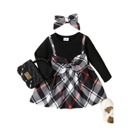 Lumento Newborn Two Piece Sets Long Sleeve Dresses And Headband Set Plaid Fall Outfits Cute Crew Neck Black 3-6M/70 Yards
Lumento Newborn Two Piece Sets Long Sleeve Dresses And Headband Set Plaid Fall Outfits Cute Crew Neck Black 3-6M/70 Yards