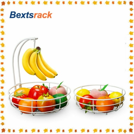 Bextsrack 2 Layer Fruit and Vegetable Bowl with Banana Holders in Home for countertop-White
Bextsrack 2 Layer Fruit and Vegetable Bowl with Banana Holders in Home for countertop-White