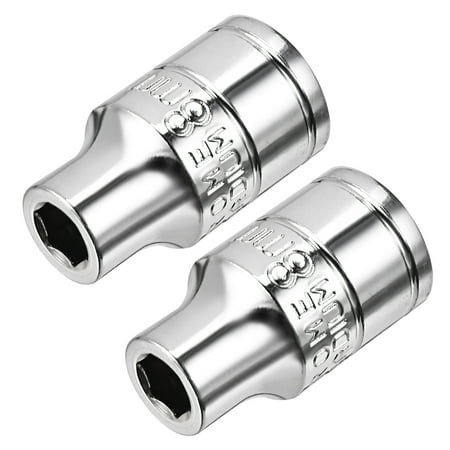 Unique Bargains 2Pcs 1/2-inch Drive 8mm Cr-V 6-Point Shallow Socket