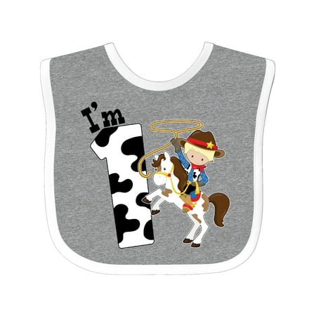 Inktastic I m One-cowboy riding horse birthday Gift Baby Boy Bib