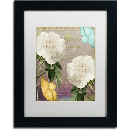 Trademark Fine Art "White Roses" Canvas Art by Color Bakery White Matte, Black Frame