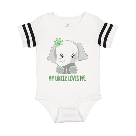 Inktastic My Uncle Loves Me- cute elephant Gift Baby Boy or Baby Girl Bodysuit