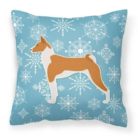 Winter Snowflake Basenji Fabric Decorative Pillow