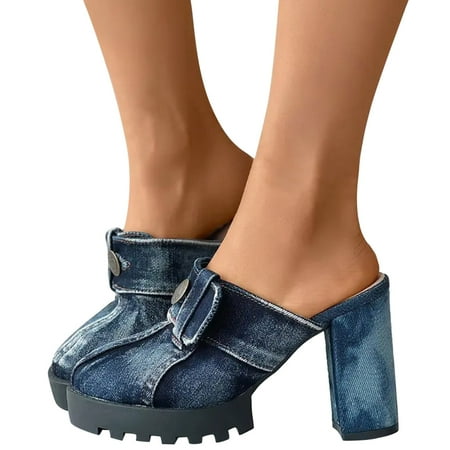GHSOHS Womens Sandals Summer Slippers Shoes for Women Fashion Summer Solid Color Denim Close Toe Thick High Heeled Casual Sandals Flip Flops Roman Shoes 40
GHSOHS Womens Sandals Summer Slippers Shoes for Women Fashion Summer Solid Color Denim Close Toe Thick High Heeled Casual Sandals Flip Flops Roman Shoes 40