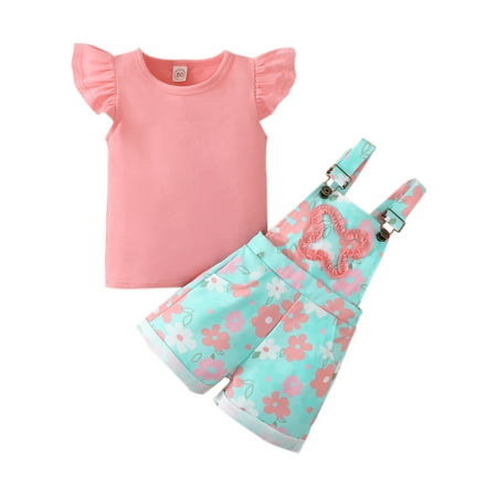 Suanret Toddler Baby Girls Ruffle Short Sleeve Tops T-Shirt Floral Suspender Pocket Shorts Summer Clothes Pink 2-3 Years
Suanret Toddler Baby Girls Ruffle Short Sleeve Tops T-Shirt Floral Suspender Pocket Shorts Summer Clothes Pink 2-3 Years