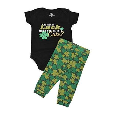 Unique Baby Unisex Who Needs Luck St Patrick s Day Romper Outfit (6m Luck)
