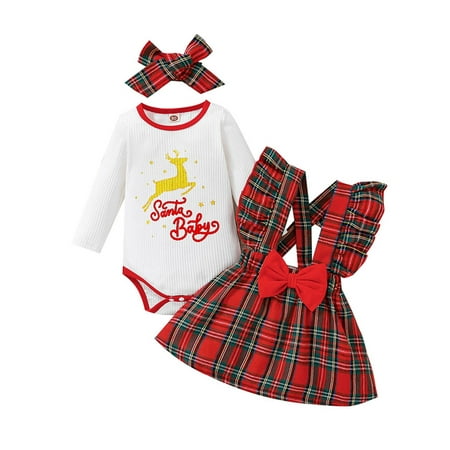 Avamo Infant Xmas Suspender Jumpsuit Top+Strap Dress+Heanband Christmas Casual Spring Autumn Outfits Girls Bow Tie Party Dresses Set White 100cm
Avamo Infant Xmas Suspender Jumpsuit Top+Strap Dress+Heanband Christmas Casual Spring Autumn Outfits Girls Bow Tie Party Dresses Set White 100cm