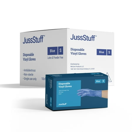 JussStuff Vinyl Gloves Multifunction Kitchen Gloves All-Purpose Latex Free Powder Free - Blue - 10 Boxes of 100 Gloves (1000 Total) - Large
JussStuff Vinyl Gloves Multifunction Kitchen Gloves All-Purpose Latex Free Powder Free - Blue - 10 Boxes of 100 Gloves (1000 Total) - Large