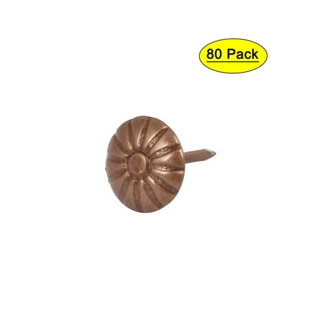 Home Furniture Daisy Pattern Upholstery Tack Nail Copper Tone 7/16 Dia 80 Pcs