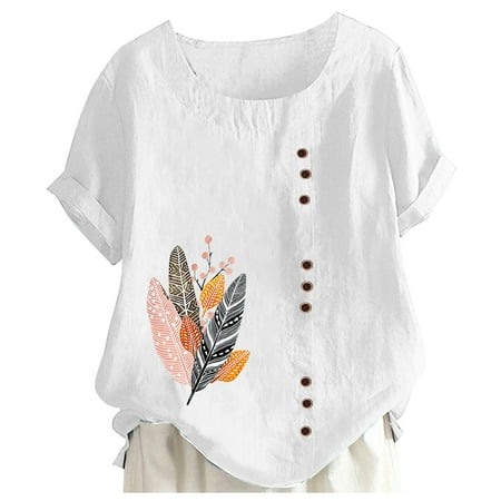 Pianpianzi Womens Tops Work Blouses Fall Cotton T Shirts for Women plus Maternity Top plus Size Women s Printed Round Neck Raglan Sleeve Hem Slit Loose Short Sleeve Button Decoration Shirt
Pianpianzi Womens Tops Work Blouses Fall Cotton T Shirts for Women plus Maternity Top plus Size Women s Printed Round Neck Raglan Sleeve Hem Slit Loose Short Sleeve Button Decoration Shirt