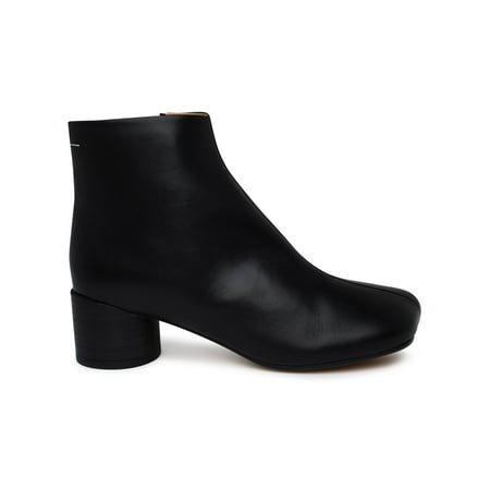 Mm6 Maison Margiela Woman Black Leather Ankle Boots