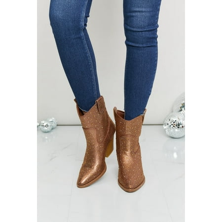 Forever Link Glitter Pointed Toe Booties in Brown
