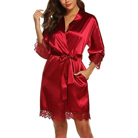 Fantadool Ladies Summer Thin Sleep Dress Bathrobe Medium Knee-length Pure Color Lace Three-Quarter Sleeve Makeup Dressing Gown Nightdress
Fantadool Ladies Summer Thin Sleep Dress Bathrobe Medium Knee-length Pure Color Lace Three-Quarter Sleeve Makeup Dressing Gown Nightdress