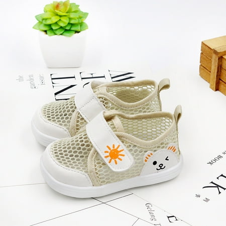 Toyella Toddler Shoes Baby Net Shoes Breathable Soft Bottom Non-Slip Sandals Khaki 16