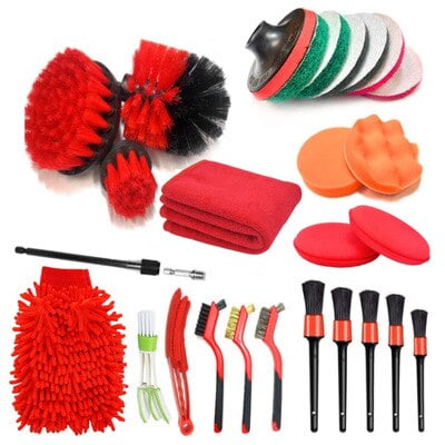 Detailing Brush Set Car Cleaning Brush Power Scrubber Drill Brush Car Leather Air Vent Rim Cleaning Dust Dust Cleaning Tool