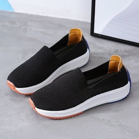 Women s Slip-On Walking Shoes Breathable Platform Shoes Wedge Loafers Anti Slip Casual Footwear