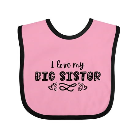 Inktastic I Love My Big Sister with Hearts Gift Baby Boy or Baby Girl Bib