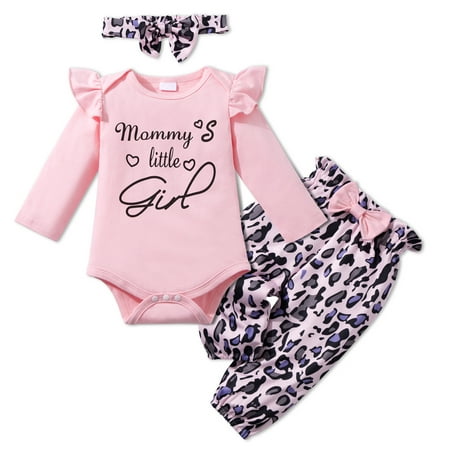 SYNPOS Newborn Baby Girls Long Sleeve Ruffle Romper Letter Bodysuit Leopard Print Pants Headband Clothes Set
SYNPOS Newborn Baby Girls Long Sleeve Ruffle Romper Letter Bodysuit Leopard Print Pants Headband Clothes Set