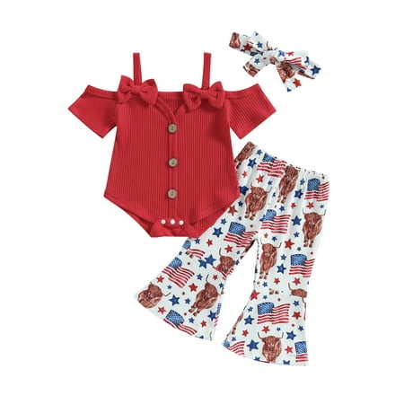 Wassery Toddler Baby Girls 4th Fourth of July Outfits 0-3T Infant 3pcs Summer Cold Shoulder Short Sleeves Button Romper Flare Pants Headband Independence Day Clothes Set
Wassery Toddler Baby Girls 4th Fourth of July Outfits 0-3T Infant 3pcs Summer Cold Shoulder Short Sleeves Button Romper Flare Pants Headband Independence Day Clothes Set
