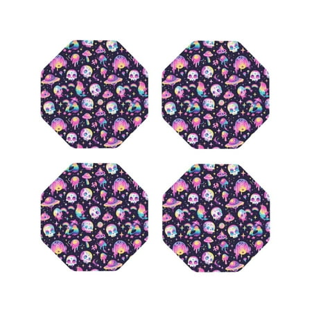 Coasters Set of 4 - Skull mushroom space Drink Coasters for Tabletop Protection Leather Coasters for Living Room Decor and Housewarming Gift Octagon
Coasters Set of 4 - Skull mushroom space Drink Coasters for Tabletop Protection Leather Coasters for Living Room Decor and Housewarming Gift Octagon