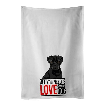 Pug Black #2 White Kitchen Towel Set of 2 19 in x 28 in 
Pug Black #2 White Kitchen Towel Set of 2 19 in x 28 in