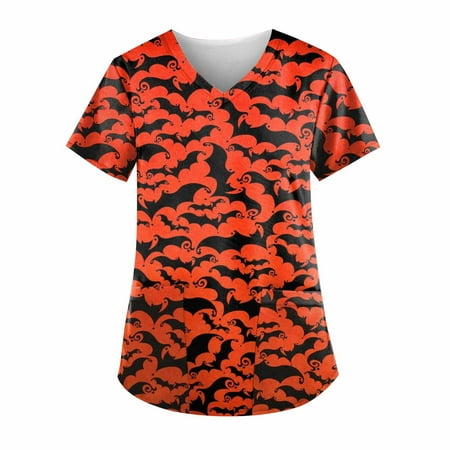 CYMMPU Short Sleeve Scrub_Tops with Pockets Clearance Women s Trendy Clothing V-Neck Working Uniform Fashion Retro Ghosts Printed Pattern Shirts Halloween Summer Tunic Red M
CYMMPU Short Sleeve Scrub_Tops with Pockets Clearance Women s Trendy Clothing V-Neck Working Uniform Fashion Retro Ghosts Printed Pattern Shirts Halloween Summer Tunic Red M