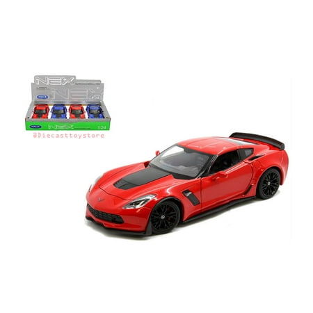 WELLY 1:24 DISPLAY - 2017 CHEVROLET CORVETTE Z06 (BLUE, RED) SET OF 2 WITHOUT RETAIL BOX 24085-4D