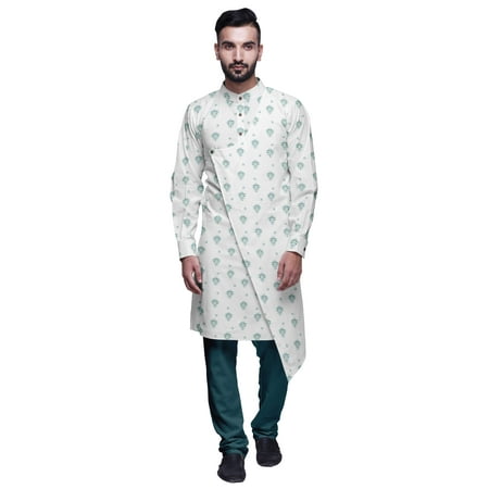 Atasi Party Wear Kurta Pajama For Men Mandarin Collar Ethnic Printed Kurta Set