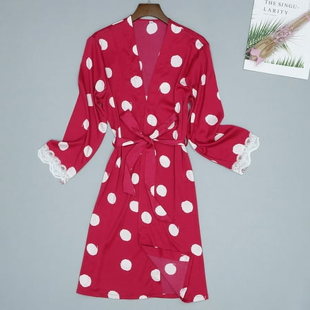 KUNPENG Women Sexy Satin Fashion Dot Print Lace Pajamas Sleepwear Robe Long Sleeve Wine / XL
KUNPENG Women Sexy Satin Fashion Dot Print Lace Pajamas Sleepwear Robe Long Sleeve Wine / XL