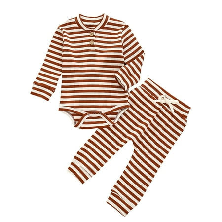 Canrulo Newborn Infant Unisex Baby Boy Girl Button Striped Romper Bodysuit Pants Clothes 2Pcs Pajamas Set Coffee White 12-18 Months
Canrulo Newborn Infant Unisex Baby Boy Girl Button Striped Romper Bodysuit Pants Clothes 2Pcs Pajamas Set Coffee White 12-18 Months