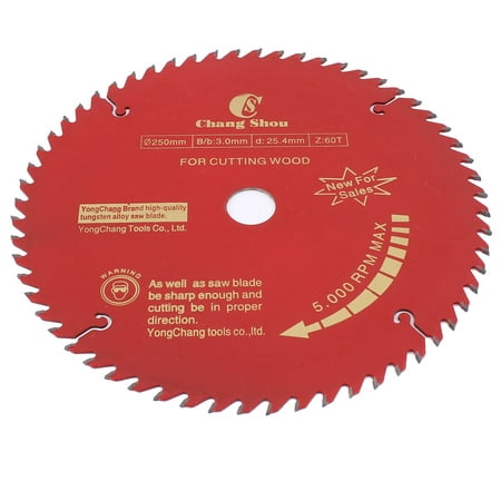 250mm Dia 60T Teeth Slitting Circular Saw Blade Wood Cutter Rotary Tool Red