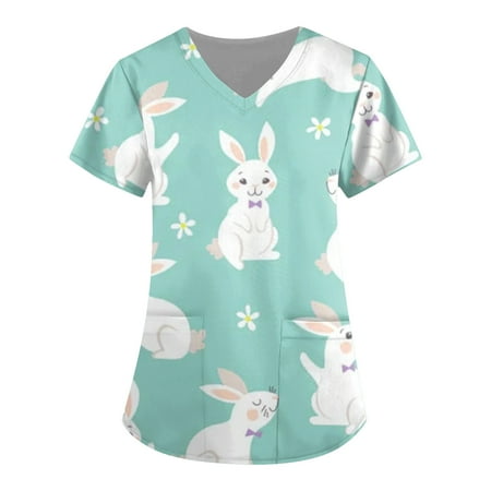 netehipn Womens Scrub Tops 5xl Easter Short Sleeve Bunny Egg Hunt Working Uniform with Pocket Light Blue M
netehipn Womens Scrub Tops 5xl Easter Short Sleeve Bunny Egg Hunt Working Uniform with Pocket Light Blue M