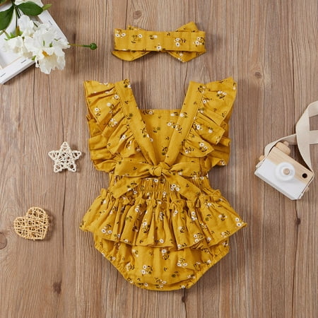 Vedolay Baby Bodysuit Baby Girl Floral Overalls Spaghetti Straps Flare Oversize Romper Jumpsuit Cowgirl Clothes for Toddler Girls Yellow 3-6 Months 
Vedolay Baby Bodysuit Baby Girl Floral Overalls Spaghetti Straps Flare Oversize Romper Jumpsuit Cowgirl Clothes for Toddler Girls Yellow 3-6 Months