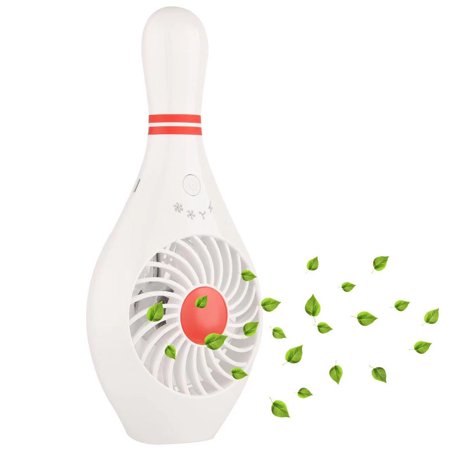 Portable Mini Fan 1800mAh Lithium Ion Battery USB Rechargeable Fan Palm-Sized Stylish Bowling Ball Design Three Speed Adjustable with USB Data Cable Easy to Travel and Use