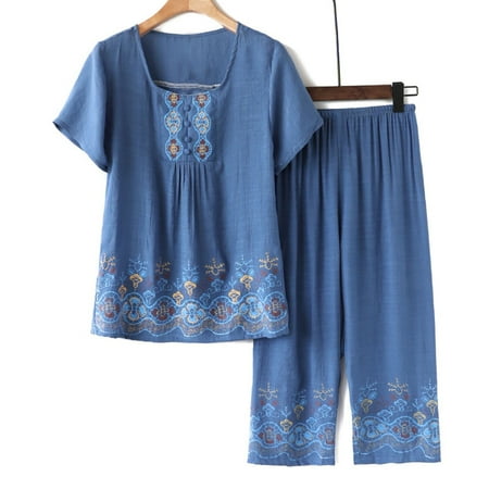 Summer Savings HJCOMMED Women s 2 Piece Outfits Women Casual Floral Printed Round Neck Short Sleeve Pullover Top And Loose Elasticated Long Wide Leg Trousers Set Comfortable Home Wear Pajamas Blue
Summer Savings HJCOMMED Women s 2 Piece Outfits Women Casual Floral Printed Round Neck Short Sleeve Pullover Top And Loose Elasticated Long Wide Leg Trousers Set Comfortable Home Wear Pajamas Blue